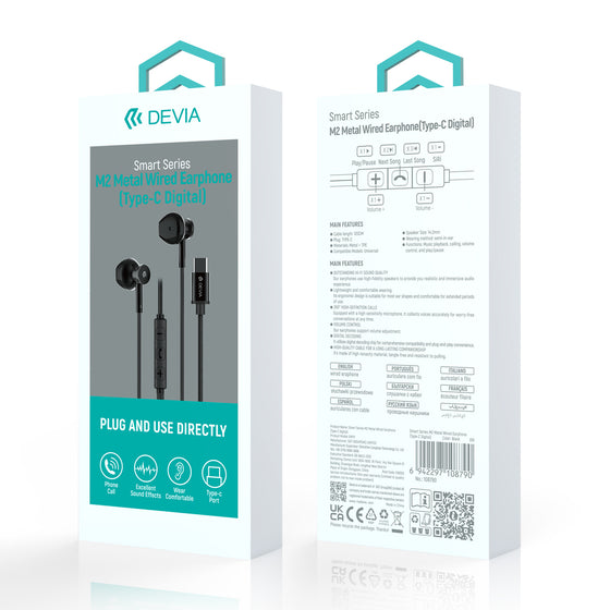 Audífonos Devia Metálicos Alámbricos Smart Series M2