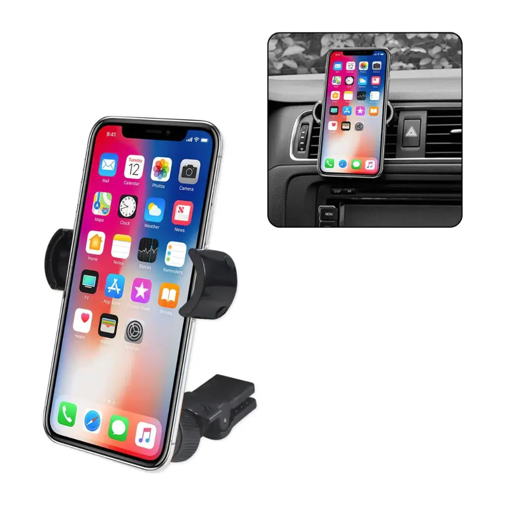Supporto Da Auto Universale Per Smartphone Con Fissaggio Sulla Griglia Di Ventilazione, Girevole A 360° Akashi - Nero - Italiano - Foto 4