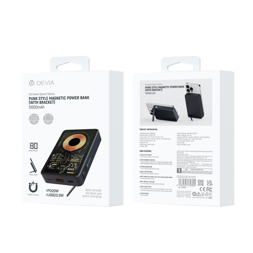 Devia Batería Portátil Magnética 10000mAh Transparente con Soporte
