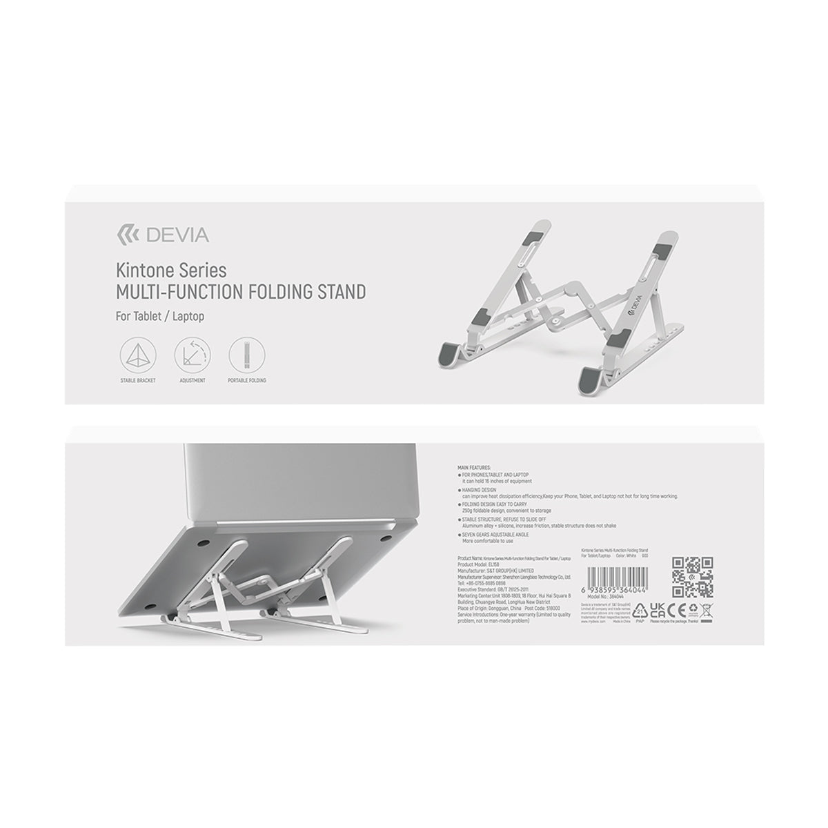 Devia Soporte Plegable multifunción para tableta y portátil 16"